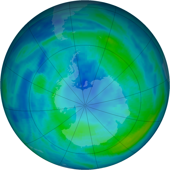 Antarctic ozone map for 12 April 1997